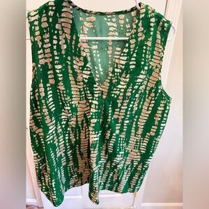 SHEIN Green and Beige Sleeveless Top